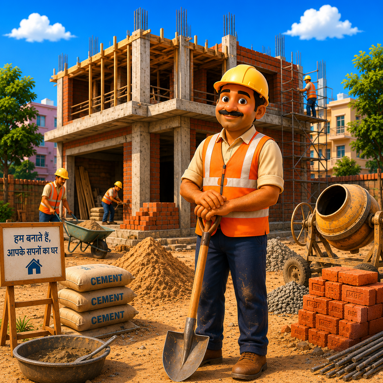 Worker standing proud at building site